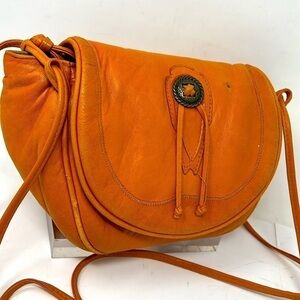 Viva Bags of California Orange Leather Shoulder Bag Made